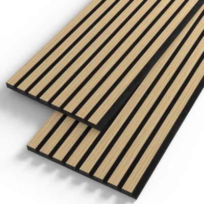 China MDF Effect Sound Absorbing Cheap Decorative Fireproof Sound Absorbing Slat Wood Strip Panel Sound Barrier For Wall for sale