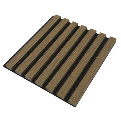 China Sound Absorbing Effect Easy Installation MDF Sound Absorbing Decorative Acoustic Slat Wall Plate Wooden Grid Wall Panels for sale