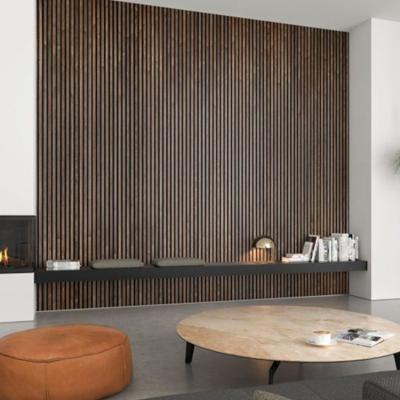 China New Products Sound Absorbing Grille Effect Panel Wood Slat Wall MDF Sound Absorbing Polyester For Building Materials for sale