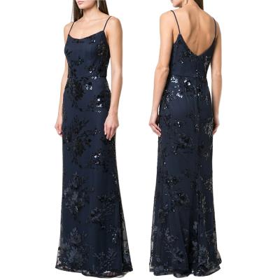 China Latest Design Breathable Floral Pattern Sleeveless Ladies Long Formal Dress Sequin Evening Dresses for sale