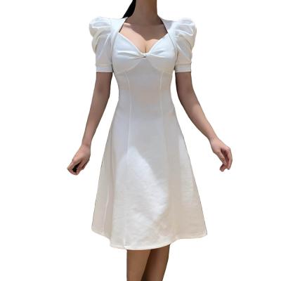 China Summer Breathable Unique Fashionable Chic Blow Sleeve New Short Sleeve Midi Dress for sale