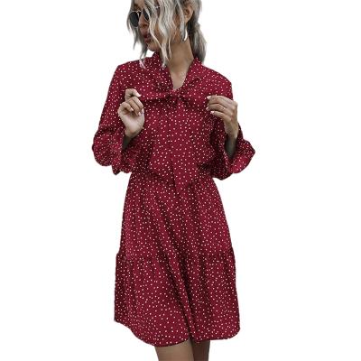 China Hot Sale Top Quality Anti-wrinkle Women Sring Casual Long Sleeve Floral Midi Dress for sale