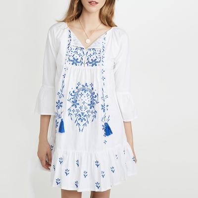 China Anti-Wrinkle Price Women Summer Elegant Casual Mini Dress Embroidered Dress cheap clothing for sale