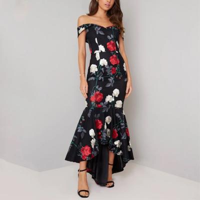 China Irregular Ruffled Ladies Sleeveless Long Maxi Dress Embroidered Dress Casual Elegant Anti-wrinkle V-Neck Edge Dress for sale