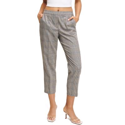 China Fashion Women's QUICK DRY Office Pants Mid-Waisted Women's Full Length Pants Custom Women's Plaid Pants Loose for sale