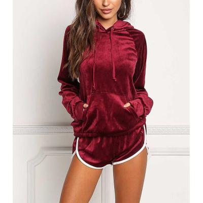 China New Winter Anti-wrinkle Hood Casual Velvet Women's Long Sleeve Tracksuits for sale