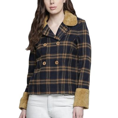 China Fashion Long Sleeve Plaid Jackets Windproof Cotton Short Women's Casual Women's Jackets for sale