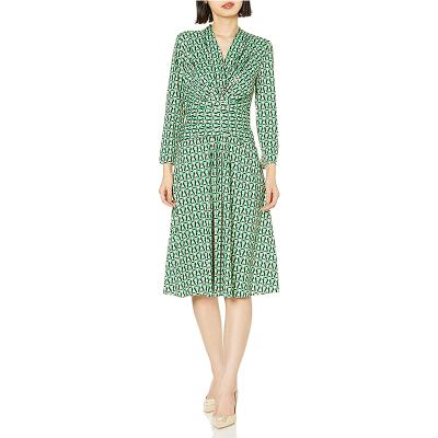 China High Quality Anti-wrinkle Summer Dress Ladies Luxury Printed Elegant Casual Midi Dress Women for sale