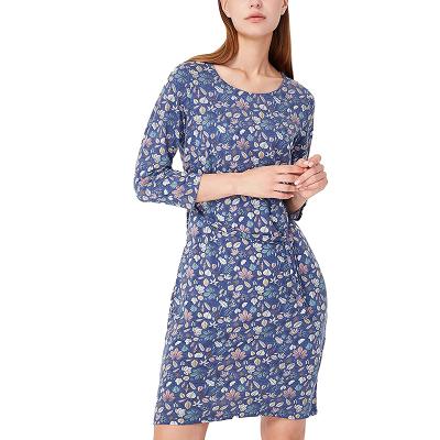 China Anti-wrinkle Summer Fashion Hot Selling Office Printed Dress Ladies Elegant Casual Mini Dress Women Long Sleeve for sale