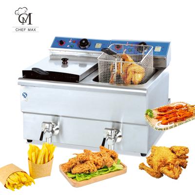 China Chefmax Countertop 2.2KW Double Cylinder 2 Basket Electric Commercial Custom Kitchen Chicken Deep Fryer for sale