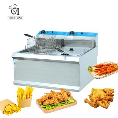 China Commercial Custom Countertop Fast Food Restaurant Chefmax 3.8KW Double Cylinder 2 Basket Electric Deep Fryer for sale