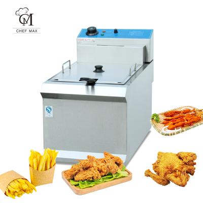 China Chefmax Stainless Steel Commercial Industrial Single Basket Table Electric Deep Frying Machine Deep Fryer for sale