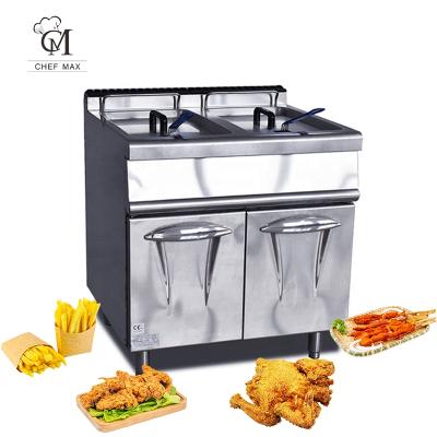 China Chefmax Industrial Custom Fast Food Restaurant Basket Gas 4 Cylinder Double Deep Fryer Frying Machine For Restaurant Canting for sale