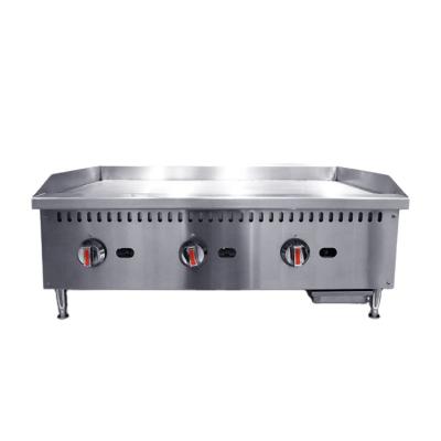 China Restaurant Chefmax Industrial Countertop Professional 3 Burner Non Stick Argentina Teppanyaki Gas Griddle Grill Stainless Steel en venta