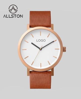 China 2017 Japan Movt Sports Stainless Steel Quartz Back 3atm Water Resistant Waterproof Men Woman Genuine Leather Wrist Watch for sale