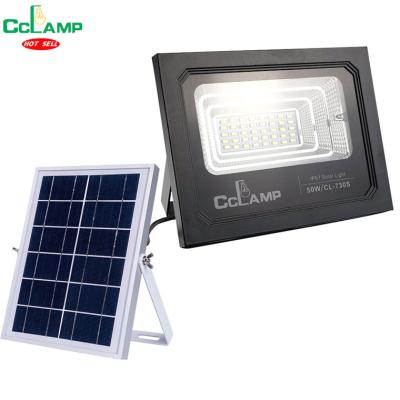 China Hot Sale CCLAMP Flood Light 50W CL-730 Rainproof IP65 Metal Case DC Solar Lamp Residential Remote Control Solar Products in Africa for sale