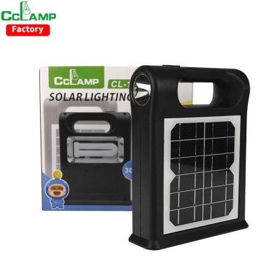 China Home Portable Personal Solar Igniting Integrated Solar Panel and Full Generator Kit Torch with Additional LED Bulbs and Side Lights for sale