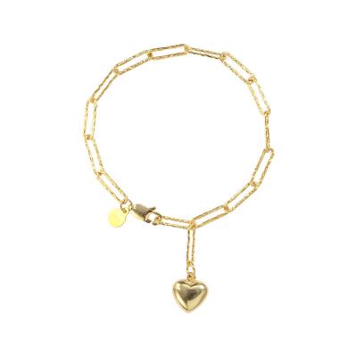 China CLASSIC Hot Sale 925 Ins Sterling Silver Charm Bracelets Love Heart Pendant Gold Plated Link Chain Bracelet for sale