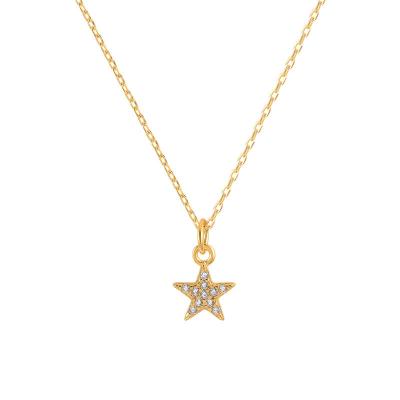 China Fashion Design Jewelry 925 Sterling Silver 18K Environmental Friendly Gold Plated Zircon White Star Pendant Necklace For Ladies Girls for sale