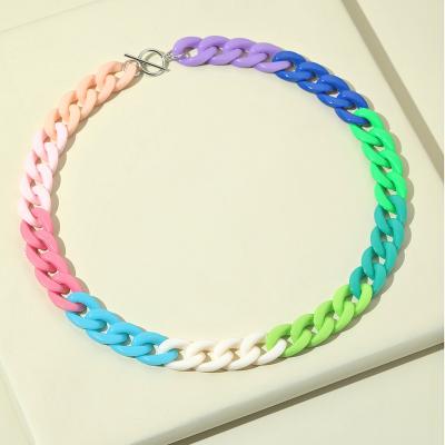 China Chunky Thick Acrylic Cuban Chain Hiphop Hip Hop Man Women Rainbow Necklaces Link Chain Necklaces for sale