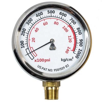 China Chrome Plated Brass High Pressure Diaphragm High Pressure Oil Pressure Gauge (Vertical Installation) for sale