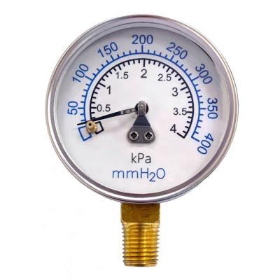 China Chrome Plated Brass Diaphragm Micro Pressure Gauge 2-5 Kpa Vertical Installation(Lower Mount) for sale