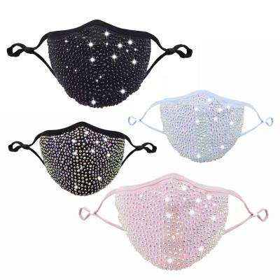 China Cotton Wholesale New Style Women Ladies Girls Party Fashion Rhinestone Mask With Rivet For Party for sale