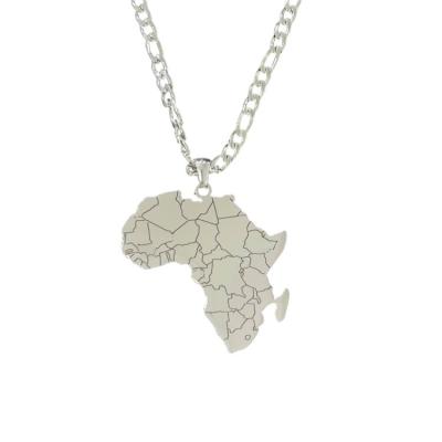 China High Quality Stainless Steel Africa Map Hip Hop Style Hip Hop Necklace Gold Jewelry Men Women Pendant for sale