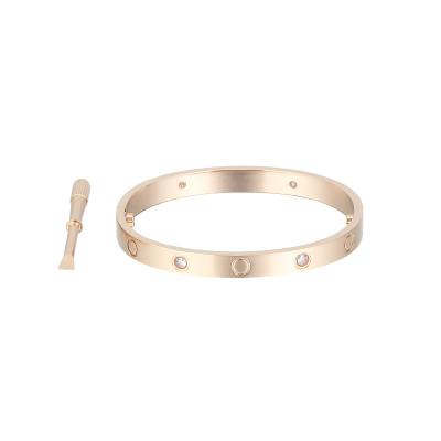 China Other Classic Stainless Steel Screw Ring Pattern Bracelet Gold Color Lovers Bracelet Does Not Fade for sale