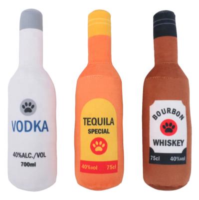 China Viable Bottle Design Dog Nosing Squeaky Plush Dog Interactive Toy Funny Bottle Puppy Pet Exercising Squeaky Toys for sale