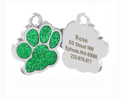 China High Quality Customized Customized Color Edge Metal Paw Shaped Sublimation Blank Pet ID Name Collar Chain Tag. for sale