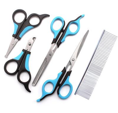 China Viable Dog Grooming Scissors Kits Curved Scissors Set Perfect for Pet Grooming Puppy Curved Cat Hair Thinning Shears Combing by Tesoura for sale