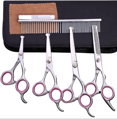 China Viable 5 Parts One Placed Round Tip Cat Dog Grooming Scissors Kit for sale