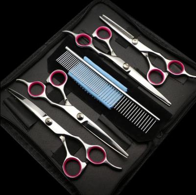 China Professional set of 7 inch wholesale viable stainless steel hair scissors dog grooming scissors. for sale