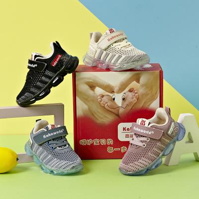 China Latest Style Flat Fly Knit Anti-Slip Mesh Kids Sneakers Durable Sports Shoes Running Shoes For Girls And Boys Students for sale