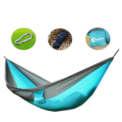 China Outdoor Camping Furniture Parachute Nylon Rope Portable Double Hammock for sale