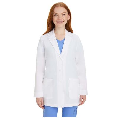 China Hot Sale Anti-wrinkle Polyester Cotton Spandex Doctor Uniforms Clinic Faith Lab Coat Minimalist Mid Length Coat for sale