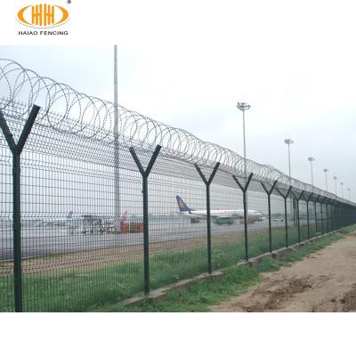 China High Security Easily Assembled Airport Welded Wire Mesh Fencing With Razor Wire for sale