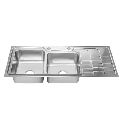 China Best Selling Luxury Handmade Modern Kitchen Sink Stainless Steel Double Bowl for sale