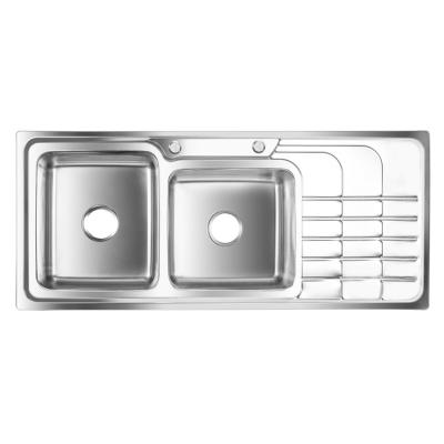 China Best Selling Luxury Handmade Modern Kitchen Sink Stainless Steel Double Bowl for sale