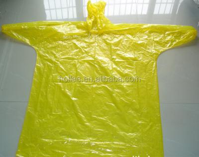 China 100% Waterproof Manufacturer Custom Plastic Disposable Raincoat With Sleeves And Drawstring Hoods for sale