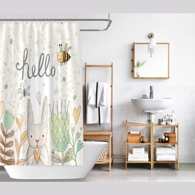 China Europe Cartoon Sustainable Digital Printing Custom Waterproof 100%Polyester Shower Curtain For Home for sale