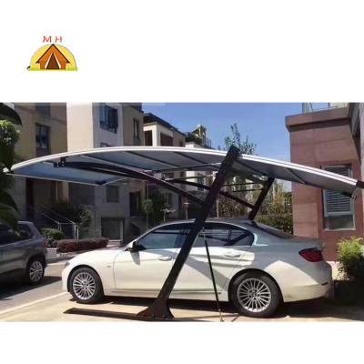 China Metal House Luxury Modern Design PVDF Covering Steel Car Parking Sun Shade Tent for sale