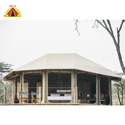 China Diamond Ground Nail Luxury OEM/ODM safari outdoor eco hotel hexagonal glamping tent for sale for sale