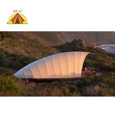 China Custom Hexagon Prices Luxury Resort Hotel Camping Prefa Shell Shape Room Tent From Diamond Ground Nail Factory for sale