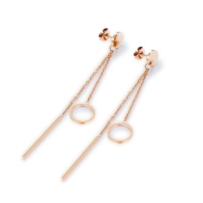 China CLASSIC Simple Style Stainless Steel Jewelry Cute Round Gold Color Tassel Stud Earring For Women for sale