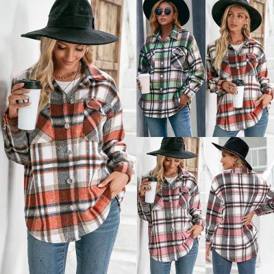 China Custom Women's Spring Autumn Shacket Thick Plaid Jacket Coat Waterproof Raincoats for sale