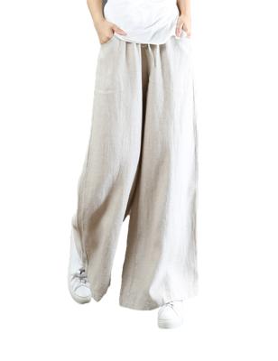 China Custom Plus Size Plus Size Women's Cotton Casual Loose Canvas High Elastic Wide Leg Pants Pants for sale