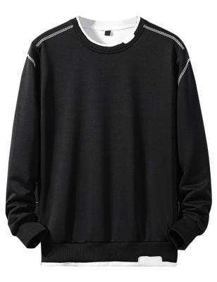 China Custom Made Mens Crewneck Long Sleeves Casual Patchwork 2 Long Sleeves In 1 Sweatshirt Pullover Tops for sale