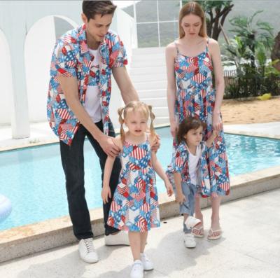 China 2021 breathable new fashion cartoon cotton printing four-piece custom breathable parent-child suit for sale